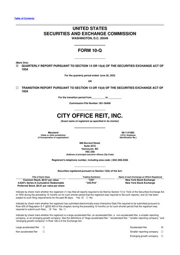 Thumbnail City Office REIT
 10-Q Quarterly Report FY2022 