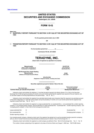 Thumbnail Teradyne 10-Q Quarterly Report FY2022 