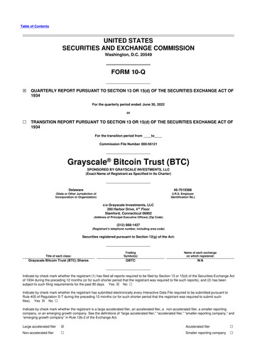 Thumbnail Grayscale Bitcoin Trust 10-Q Quarterly Report FY2022 