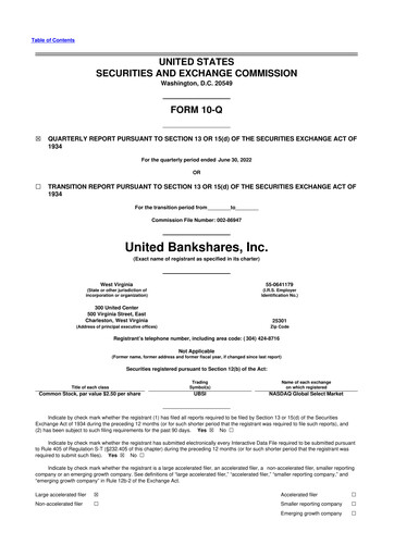 Thumbnail United Bankshares 10-Q Quarterly Report FY2022 