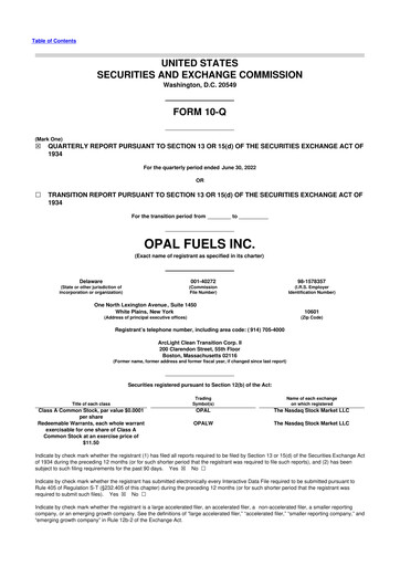 Thumbnail OPAL Fuels 10-Q Quarterly Report FY2022 
