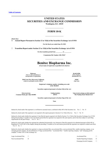 Thumbnail Benitec Biopharma
 10-K Annual Report 2022