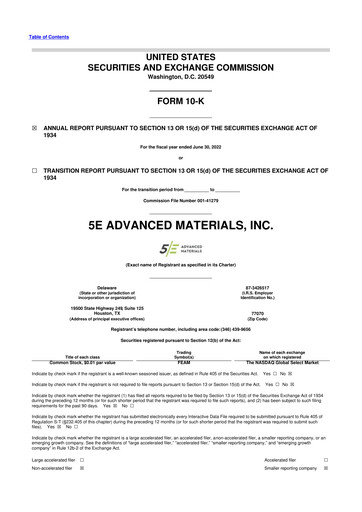 Miniature 5E Advanced Materials 10-K Rapport annuel 2022