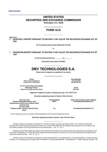 Miniature DBV Technologies 10-Q Rapport trimestriel 2022 