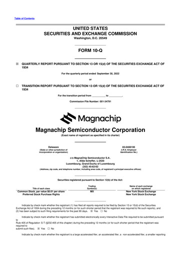 Miniature Magnachip Semiconductor 10-Q Rapport trimestriel 2022 