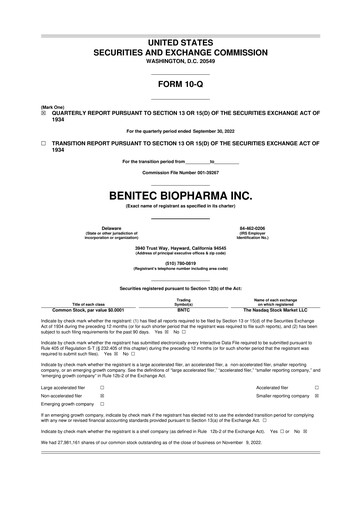 Thumbnail Benitec Biopharma
 10-Q Quarterly Report FY2023 
