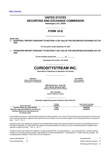 Thumbnail CuriosityStream 10-Q Quarterly Report FY2022 