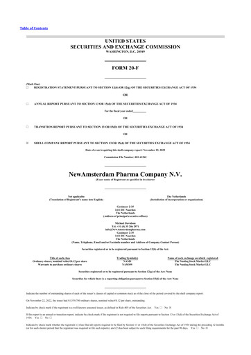 Thumbnail NewAmsterdam Pharma Company 20-F Annual Report 