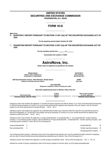 Thumbnail AstroNova, Inc. 10-Q Quarterly Report FY2022 