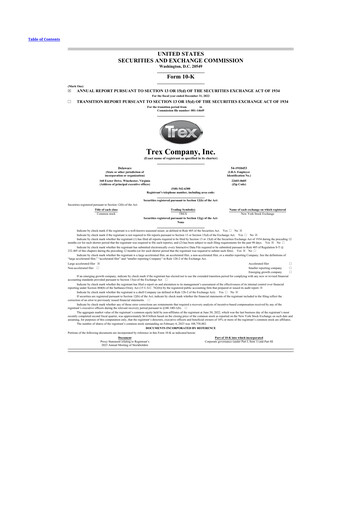 Thumbnail Trex 10-K Annual Report 2022