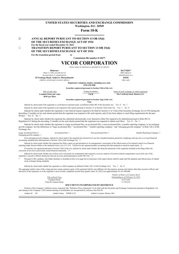 Thumbnail Vicor
 10-K Annual Report 2022