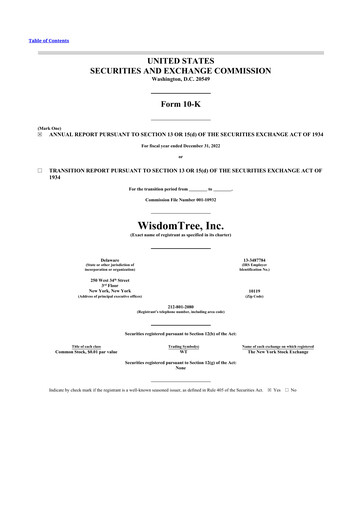 Thumbnail WisdomTree
 10-K Annual Report 2022
