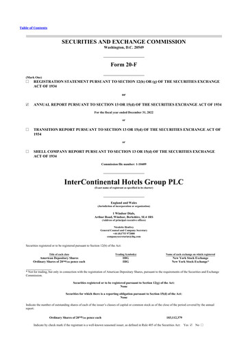 Thumbnail InterContinental Hotels Group
 20-F Annual Report 2022