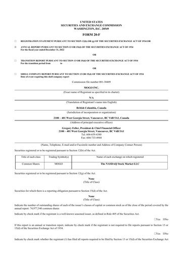 Thumbnail Mogo
 20-F Annual Report 2022