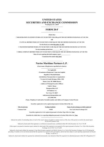 Thumbnail Navios Maritime Partners 20-F Annual Report 2022