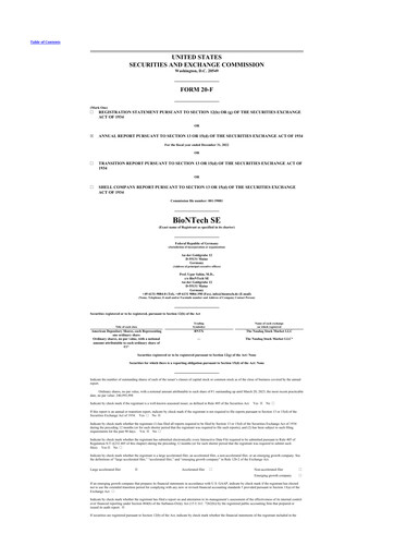 Vorschaubild BioNTech 20-F Jahresbericht 2022