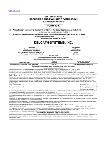 Thumbnail Delcath Systems 10-K Annual Report 2022