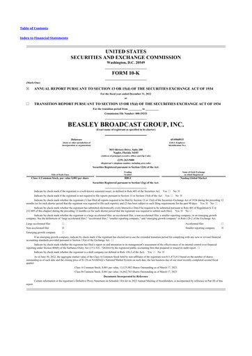 Miniature Beasley Broadcast Group
 10-K Rapport annuel 2022