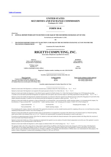 Miniature Rigetti Computing 10-K Rapport annuel 2022