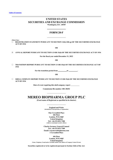 Thumbnail Mereo BioPharma Group 20-F Annual Report 2022