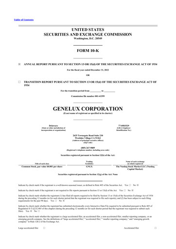 Vorschaubild Genelux 10-K Jahresbericht 
