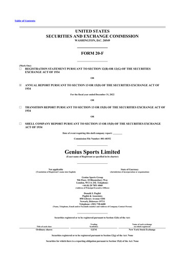 Thumbnail Genius Sports 20-F Annual Report 2022