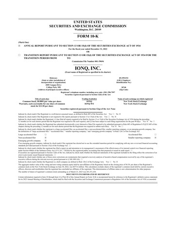 Vorschaubild IonQ 10-K Jahresbericht 2022