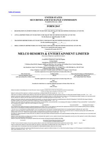 Thumbnail Melco Resorts & Entertainment 20-F Annual Report 2022