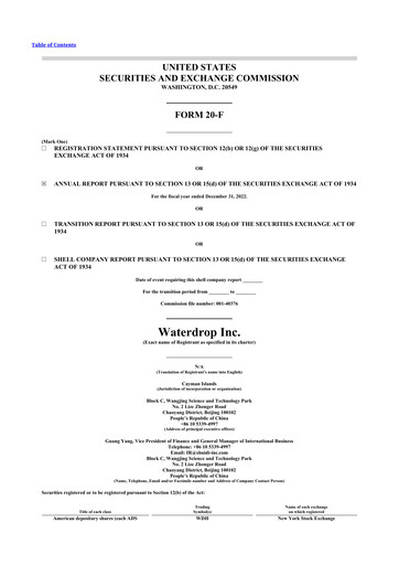 Miniature Waterdrop Inc. 20-F Rapport annuel 2022