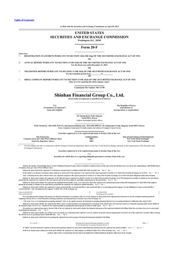 Thumbnail Shinhan Financial Group
 20-F Annual Report 2022