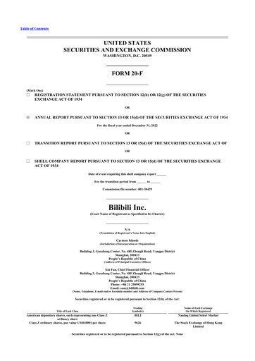 Thumbnail Bilibili 20-F Annual Report 2022