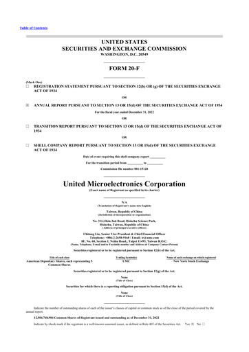Thumbnail United Microelectronics 20-F Annual Report 2022
