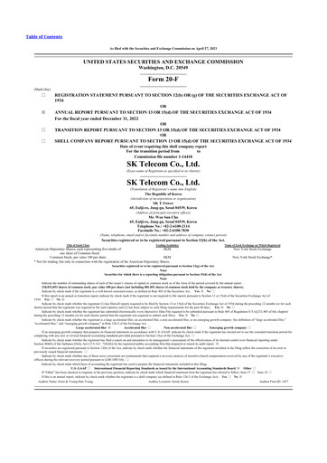 Miniature SK Telecom 20-F Rapport annuel 2022