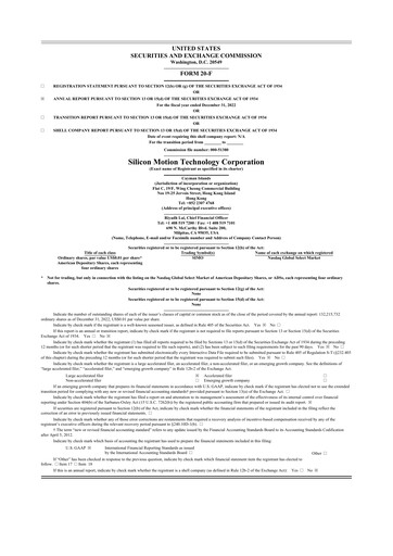 Thumbnail Silicon Motion
 20-F Annual Report 2022