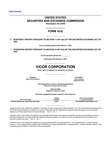 Thumbnail Vicor
 10-Q Quarterly Report FY2023 