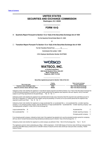 Thumbnail Watsco
 10-Q Quarterly Report FY2023 