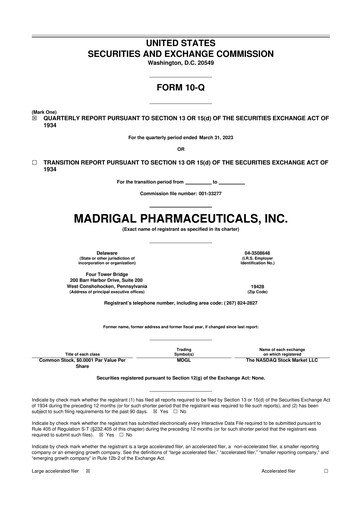 Thumbnail Madrigal Pharmaceuticals
 10-Q Quarterly Report FY2023 