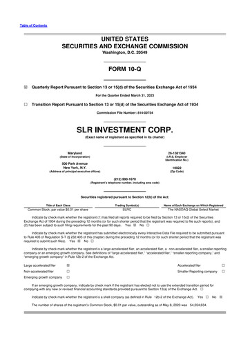 Thumbnail SLR Investment 10-Q Quarterly Report FY2023 