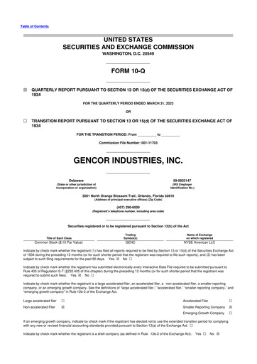 Thumbnail Gencor Industries
 10-Q Quarterly Report FY2023 
