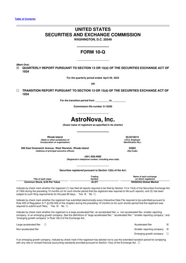 Thumbnail AstroNova, Inc. 10-Q Quarterly Report FY2023 