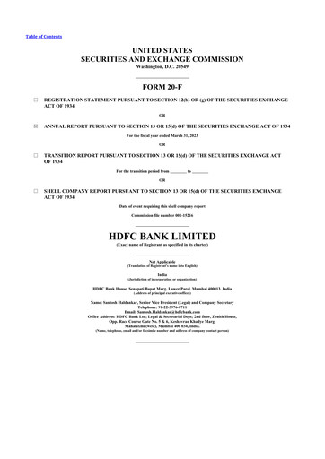 Miniature HDFC Bank 20-F Rapport annuel 2023