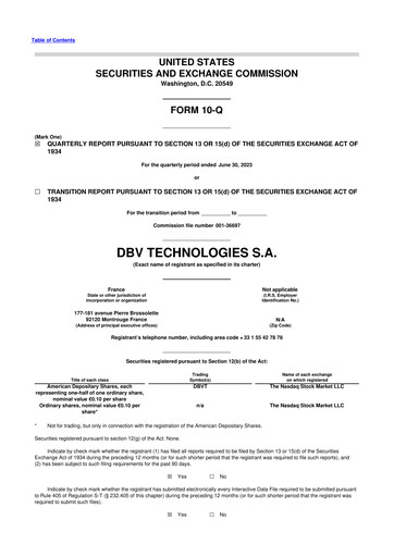 Miniature DBV Technologies 10-Q Rapport trimestriel 2023 