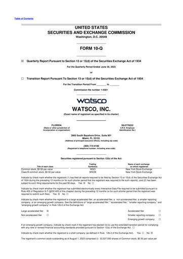 Thumbnail Watsco
 10-Q Quarterly Report FY2023 