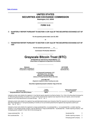 Thumbnail Grayscale Bitcoin Trust 10-Q Quarterly Report FY2023 