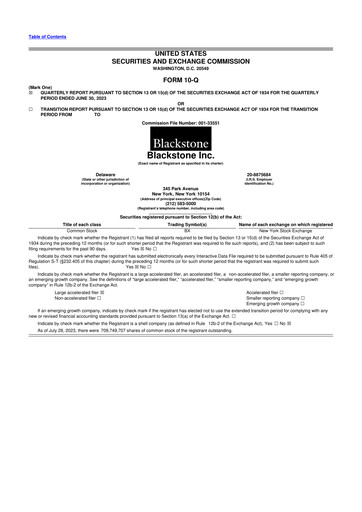 Miniature Blackstone Group 10-Q Rapport trimestriel  