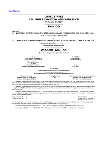 Vorschaubild WisdomTree
 10-Q Quartalsbericht 2023 