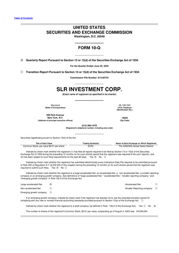 Thumbnail SLR Investment 10-Q Quarterly Report FY2023 