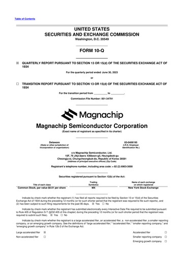 Miniature Magnachip Semiconductor 10-Q Rapport trimestriel 2023 
