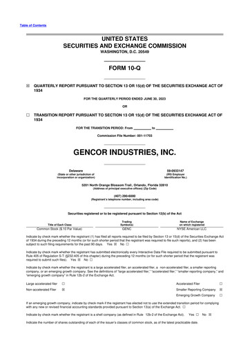 Thumbnail Gencor Industries
 10-Q Quarterly Report FY2023 