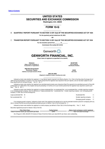 Thumbnail Genworth Financial
 10-Q Quarterly Report FY2023 